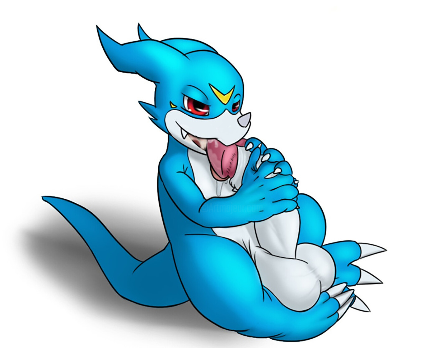 Veemon Sucking Himself, Digital Arts by Happy The Red | Artmajeur